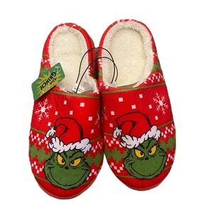 Dr. Seuss Grinch Plush Christmas Slippers Women’s Sz 7 8 9 10 Red